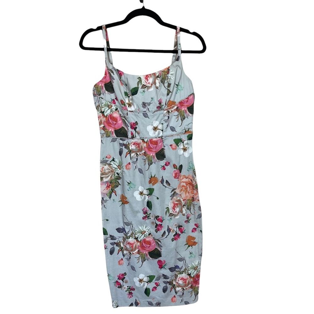 Asos Spaghetti Strap Floral Bodycon Midi Dress Blue Multi Size 6